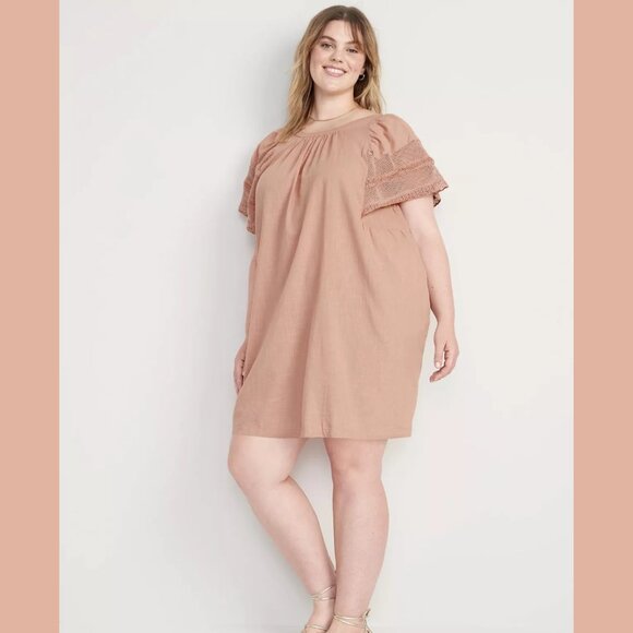 Old Navy | Flutter-Sleeve Tie-Back Mini Swing Dress | 3x - Picture 1 of 6